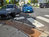 Photos shared by a Patch reader documenting the recent crashes at the intersection