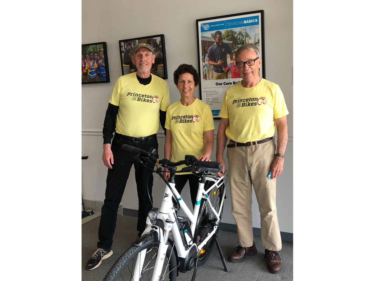 Princeton eBikes founder Russ White (right) with longtime Boys & Girls Clubs of Mercer County supporters Jay and Theresa Wrobel
