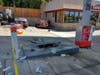 A woman barreled through a gas station pump in a pickup truck last week after she reportedly hit her gas pedal instead of her breaks at a stop sign in Auburn.