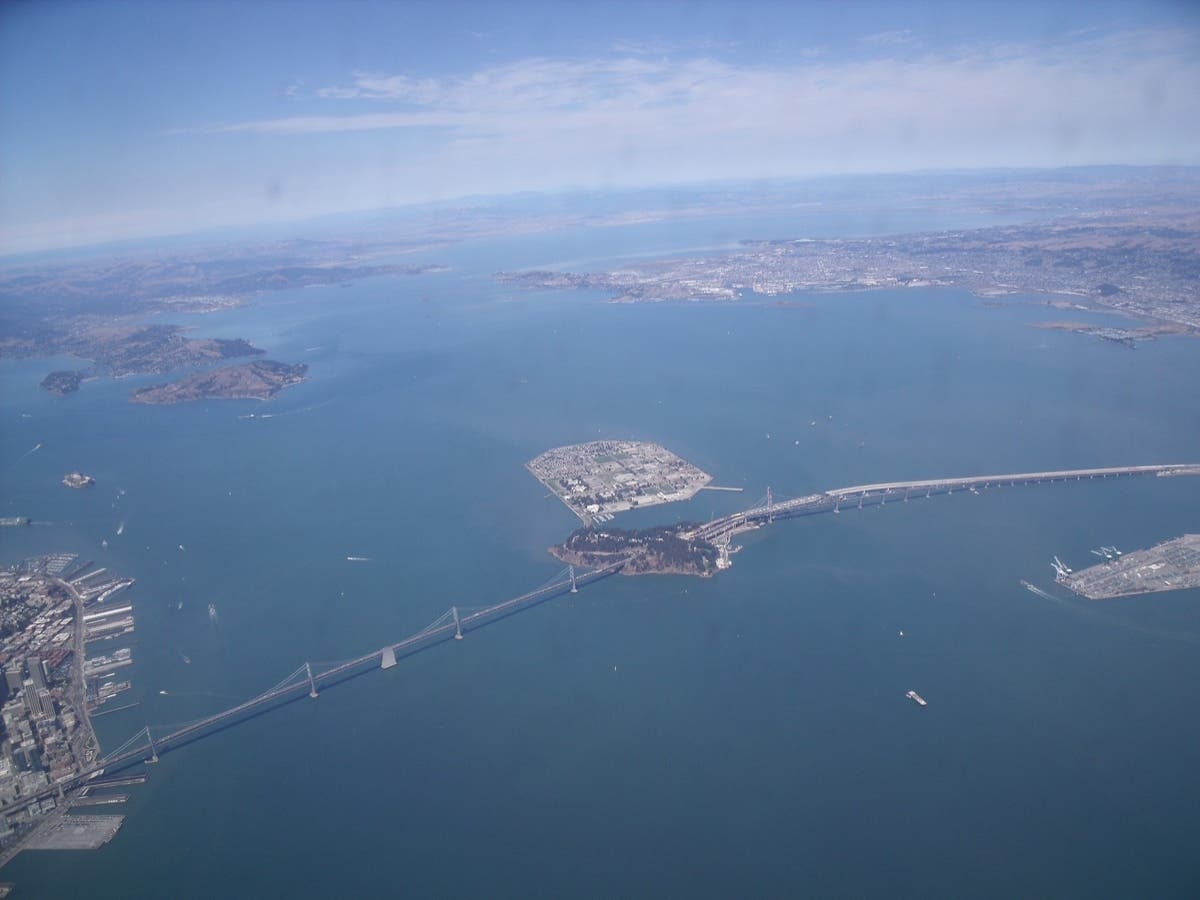 Raymond Contreras​ snapped this vast photo of the San Francisco Bay and Treasure Island from a Southwest aircraft bound for Southern California in 2011.