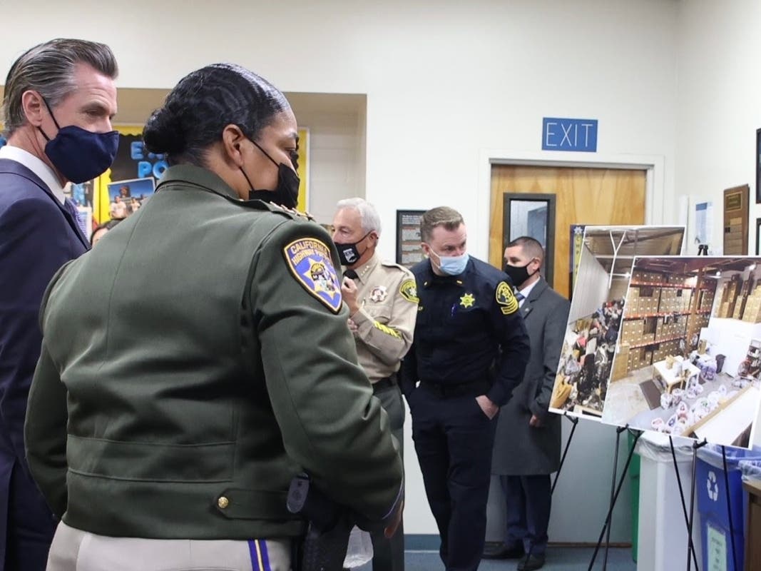 Gov. Gavin Newsom announces his Real Public Safety Plan in Dublin with law enforcement officials. 
