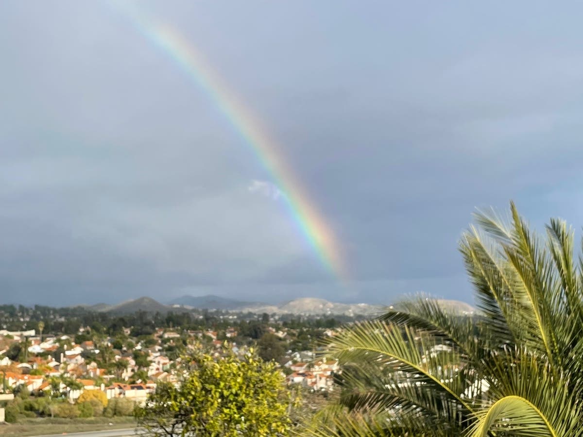 Patch reader Teresa O'Reilly​ has an eye for the sky. She captured this gorgeous rainbow over Murrieta Valley. Thank you for sharing!