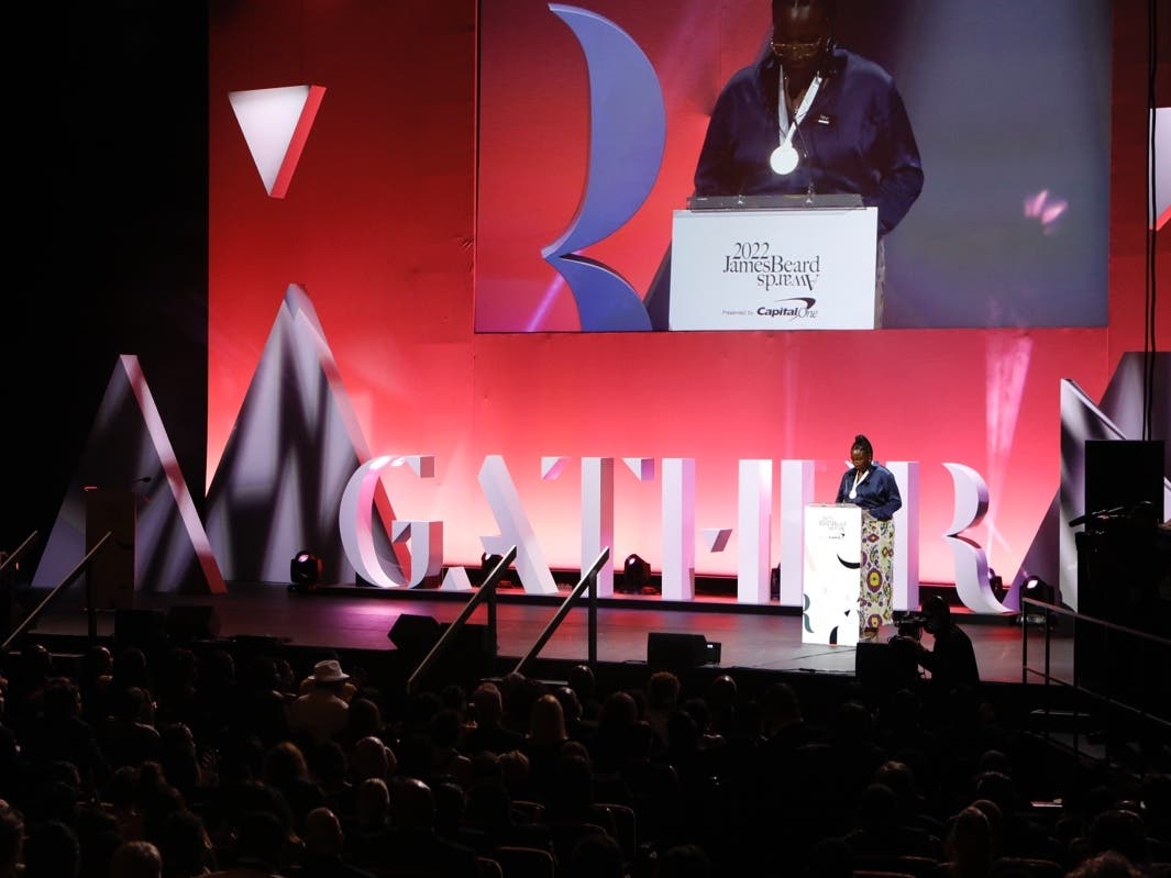 Mashama Bailey speaks onstage during the 2022 James Beard Restaurant and Chef Awards. 