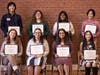 Jonathan Chin, North Haven; Amelia Westfall, East Haven; Leila Ayers, Hill Regional Career High School; Weihao Lin, Hamden; and sitting from left: Alena Annunziata, Branford; Vittoria Favia, West Haven; Ancha Bahel Amity; Yanit Vasquez, Wilbur Cross