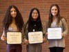 from left: Kenzy Abdalla, Francis Walsh Intermediate School, Branford; Martha Agustin, Bailey Middle School, West Haven; and Sophiea Runlette, North Haven Middle School, North Haven