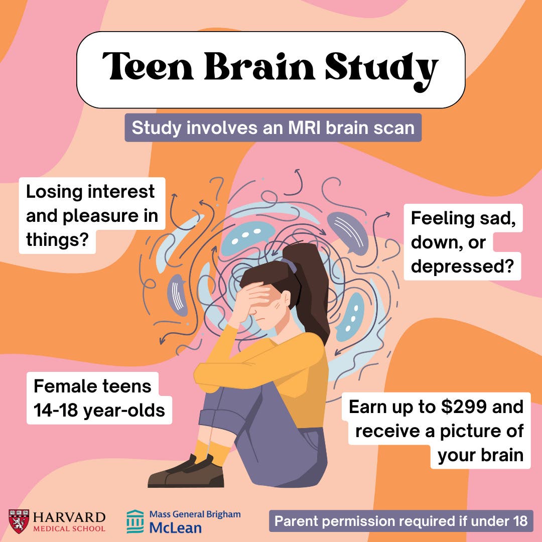 McLean Hospital Study on Stress and the Teen Brain. Earn up to $299!