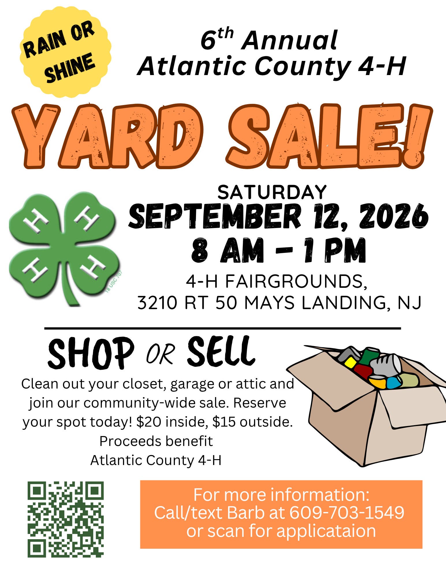 6th Annual Atlantic County 4-H Yard Sale