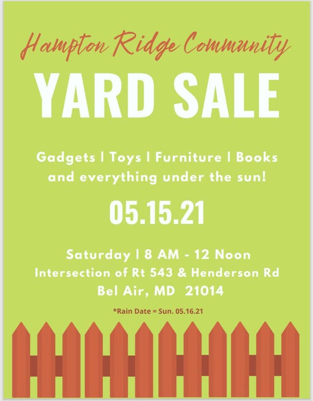 Hampton Ridge Community Yard Sale Bel Air, MD Patch