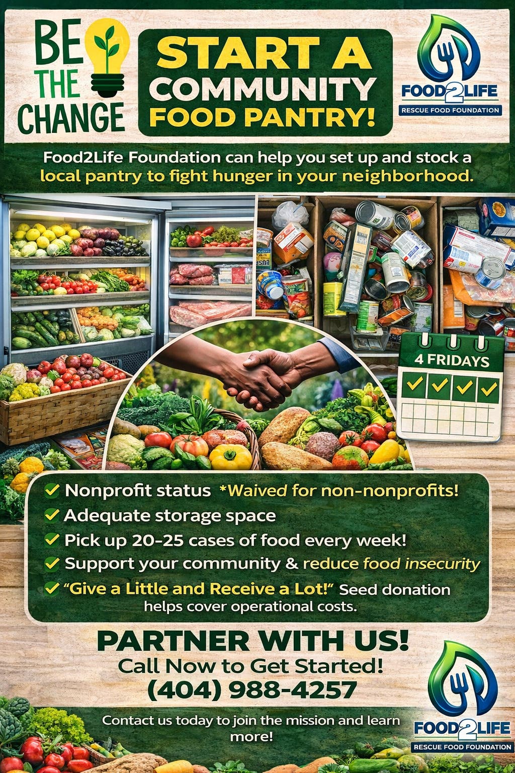 Start a Community Food Pantry with Food2Life Foundation