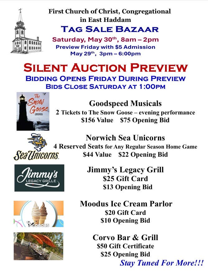 Silent Auction & Tag Sale Bazaar This Weekend