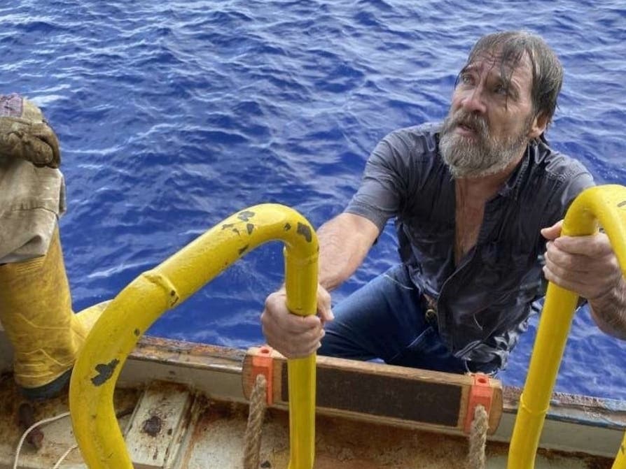 Stuart Bee had been missing for two days when he was found clinging to the hull of his capsized 34-foot boat Sunday, the Coast Guard said.