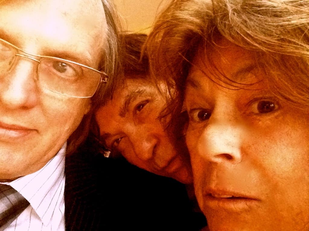 Musicians Windle Davis, left, and Dini Lamot, center, of Sarasota, raised $180,000 to assist Alice Brock, right, a 1960s icon, who faces chronic health issues. 