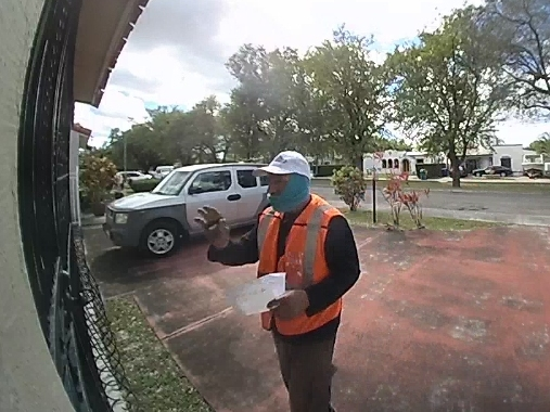 When a stranger asked a woman with dementia to use the bathroom, she let him into her home thinking he was a relative, Miami police said. The suspect, pictured in video footage above, stole 3 guns, cash, credit cards and other items from her son's room.