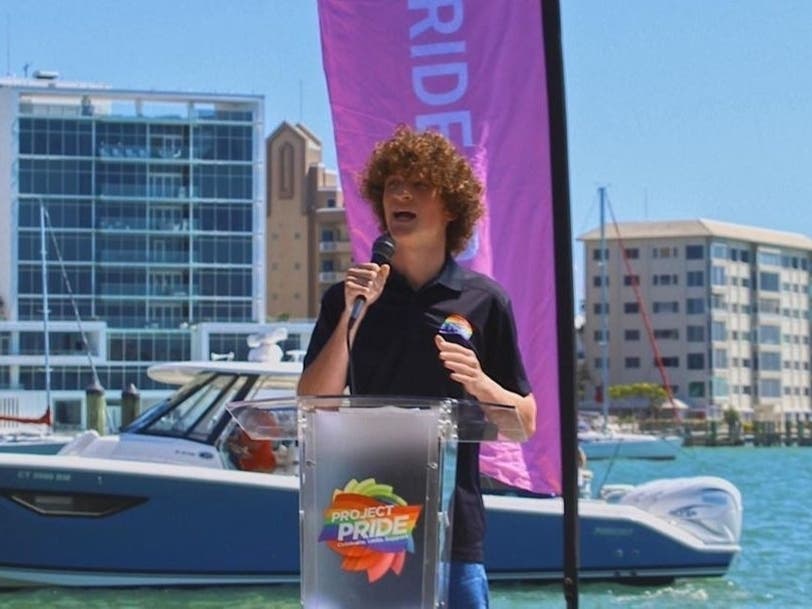 Zander Moricz, a Sarasota-area student, is one of the student plaintiffs in a lawsuit against Gov. Ron DeSantis and the Florida Department of Education over the “Don’t Say Gay” law.