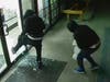 The suspects who broke into a Shell gas station early Friday morning used a rock to shatter the glass front door.