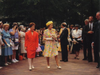 Tampa Bay officials, business owners and expatriates from the United Kingdom honored Queen Elizabeth II’s life following the news of her death Thursday. Pictured, the queen, center right, met with then-Mayor Sandy Freedman during a 1991 visit to Tampa.