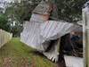 Thursday's EF-1 tornado in St. Petersburg picked up a shed in one resident's backyard and flung it into their neighbor's fence.