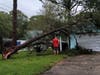 The winds from the tornado were so strong that it blew in the garage door of one St. Petersburg home.