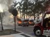 A driver in downtown Bradenton was unaware that his car was on fire on Wednesday evening, police said.