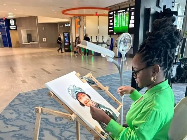 As Tampa International Airport continues its celebration of Black History Month, the airport hosted acclaimed local artist Nneka Jones, who wowed passengers by creating a mixed-media portrait of Black aviation pioneer Bessie Coleman.