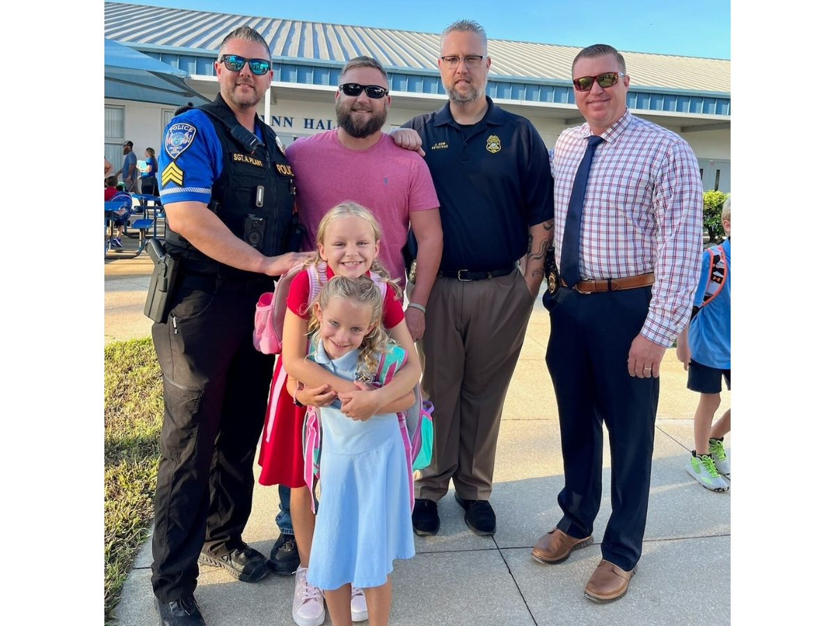 Bradenton police Sgt. Lee Cosens lost his battle with kidney cancer in April. His colleagues, who vowed to be there for his family after his death, escorted his daughters to their first day of school on Thursday.