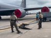 A feisty gator was caught and relocated Monday after blocking the wheels of a plane at MacDill Air Force Base in Tampa.