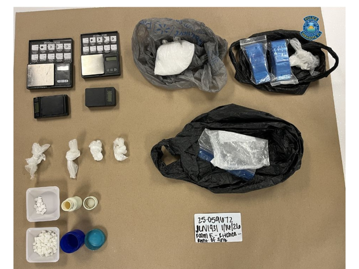 A man was arrested on drug charges after a raid on a Sarasota home, police said. 476 grams of cocaine were seized. 