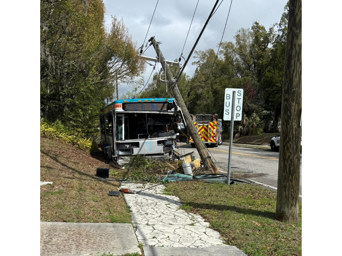 Power was disrupted in an area of Brooksville after a bus driver fell asleep at the wheel and crashed into a utility pole, the Hernando County Sheriff’s Office said.