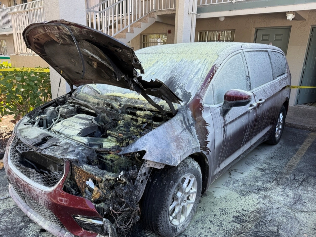 A Parrish man pleaded guilty to setting a rental van on fire outside a Bradenton motel, the U.S. Department of Justice said.