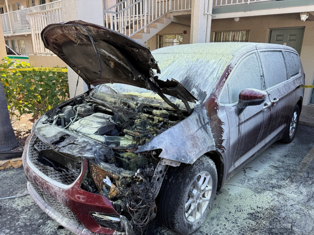 A Parrish man pleaded guilty to setting a rental van on fire outside a Bradenton motel, the U.S. Department of Justice said.