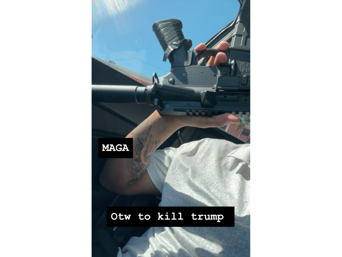 A FL man was arrested after posting a photo of himself with an AR-15-style rifle and a threat to kill Trump on Instagram, the U.S. DOJ said.