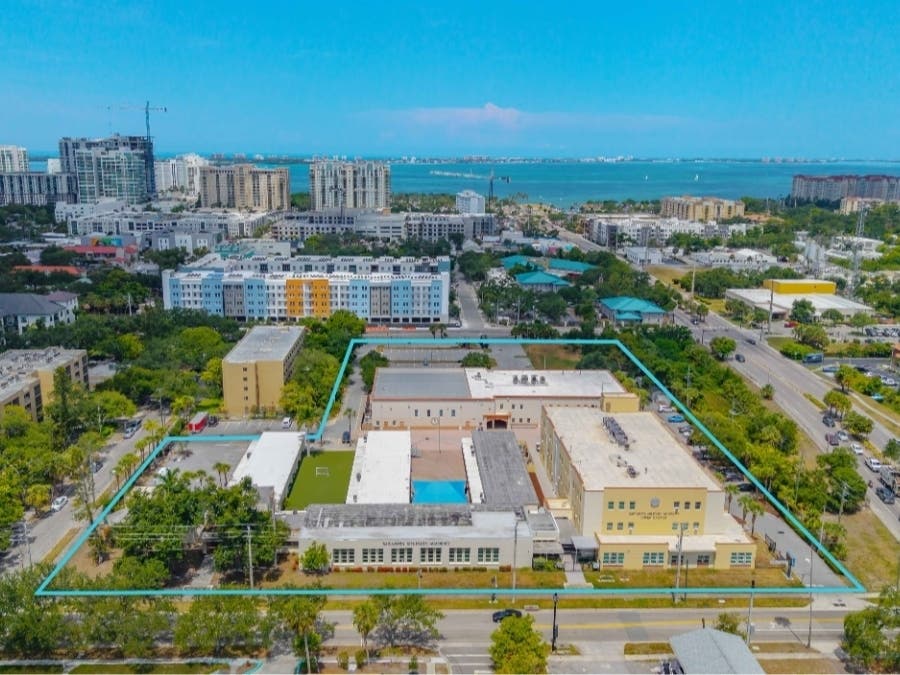 The Sarasota Military Academy’s nearly 5-acre downtown campus, with a $31M market value, is on the market for redevelopment opportunities.