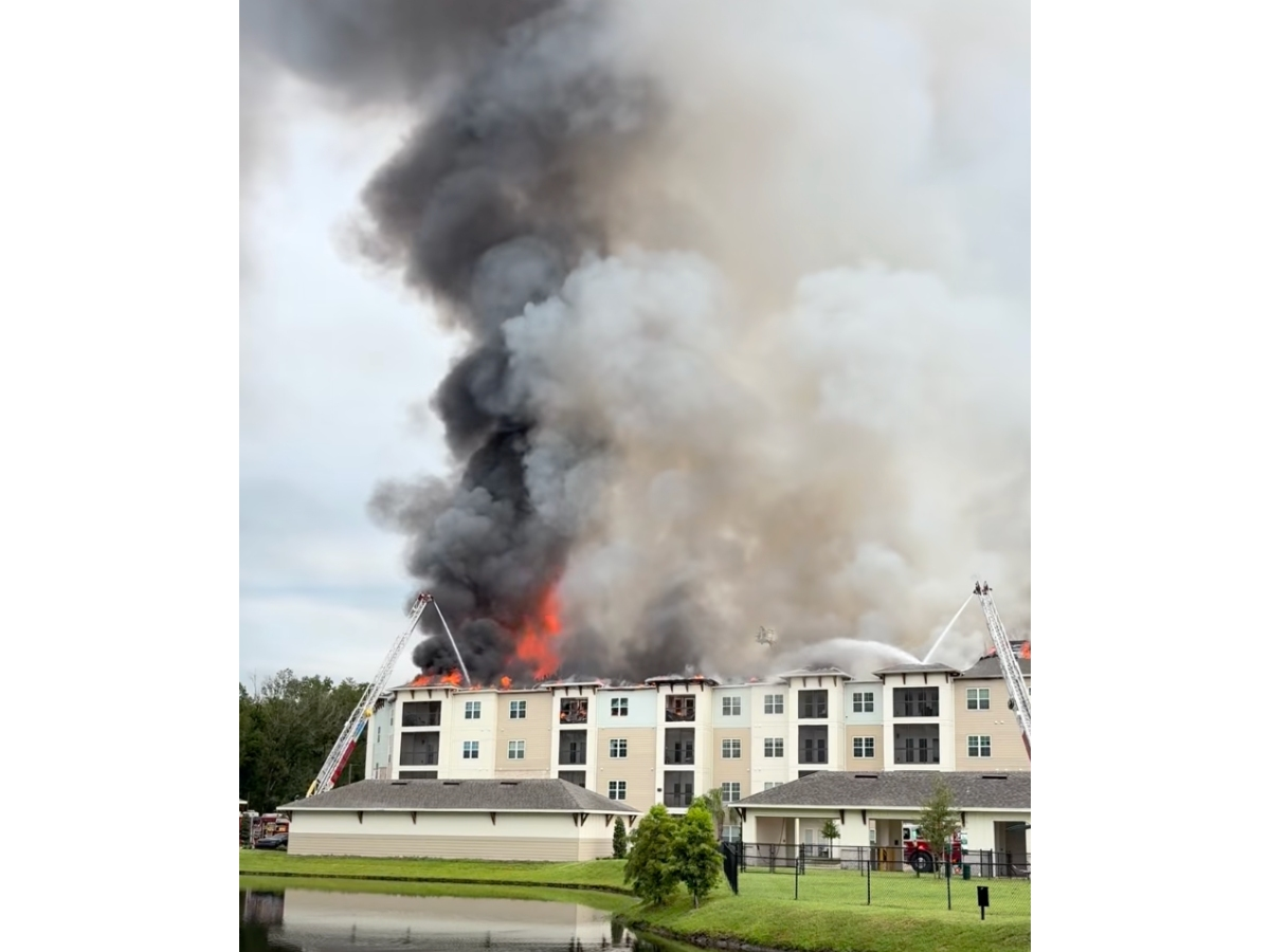 About 200 residents were displaced after a massive three-alarm fire tore through a Pasco County apartment complex, fire officials said.