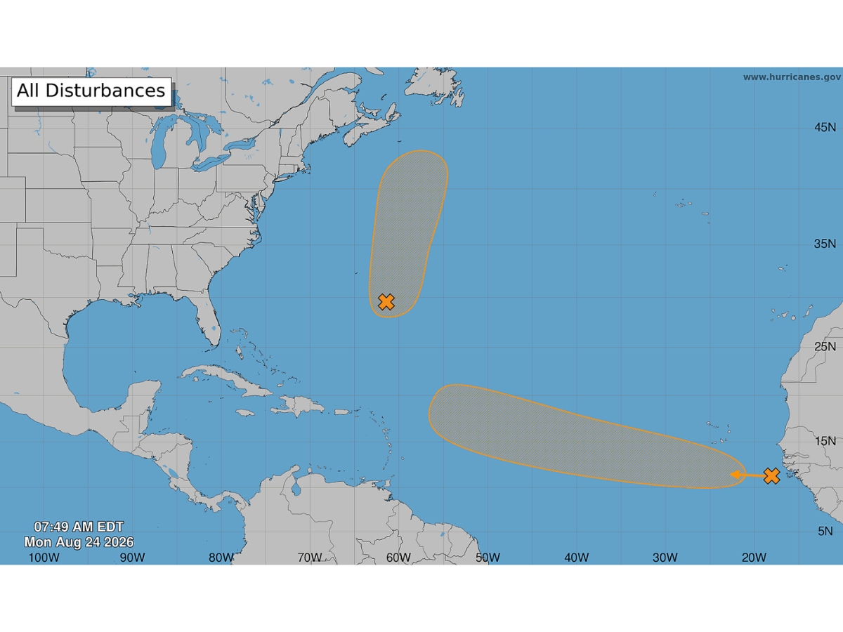 Invest 95L has formed in the Atlantic, and another area off the African coast is being monitored for tropical development, forecasters said.