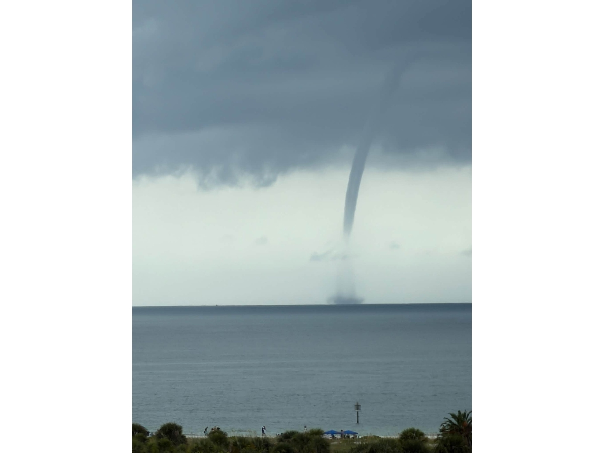 A waterspout was seen off Clearwater’s Sand Key Park as storms rolled through the Tampa Bay area.