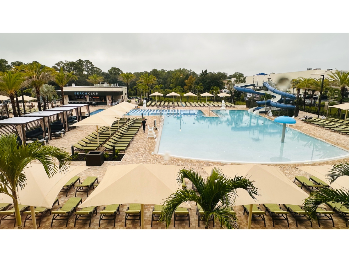 The 180K-square-foot Lakewood Ranch facility features resort-style pools, 14 pickleball courts, fitness classes, spa services and child care.