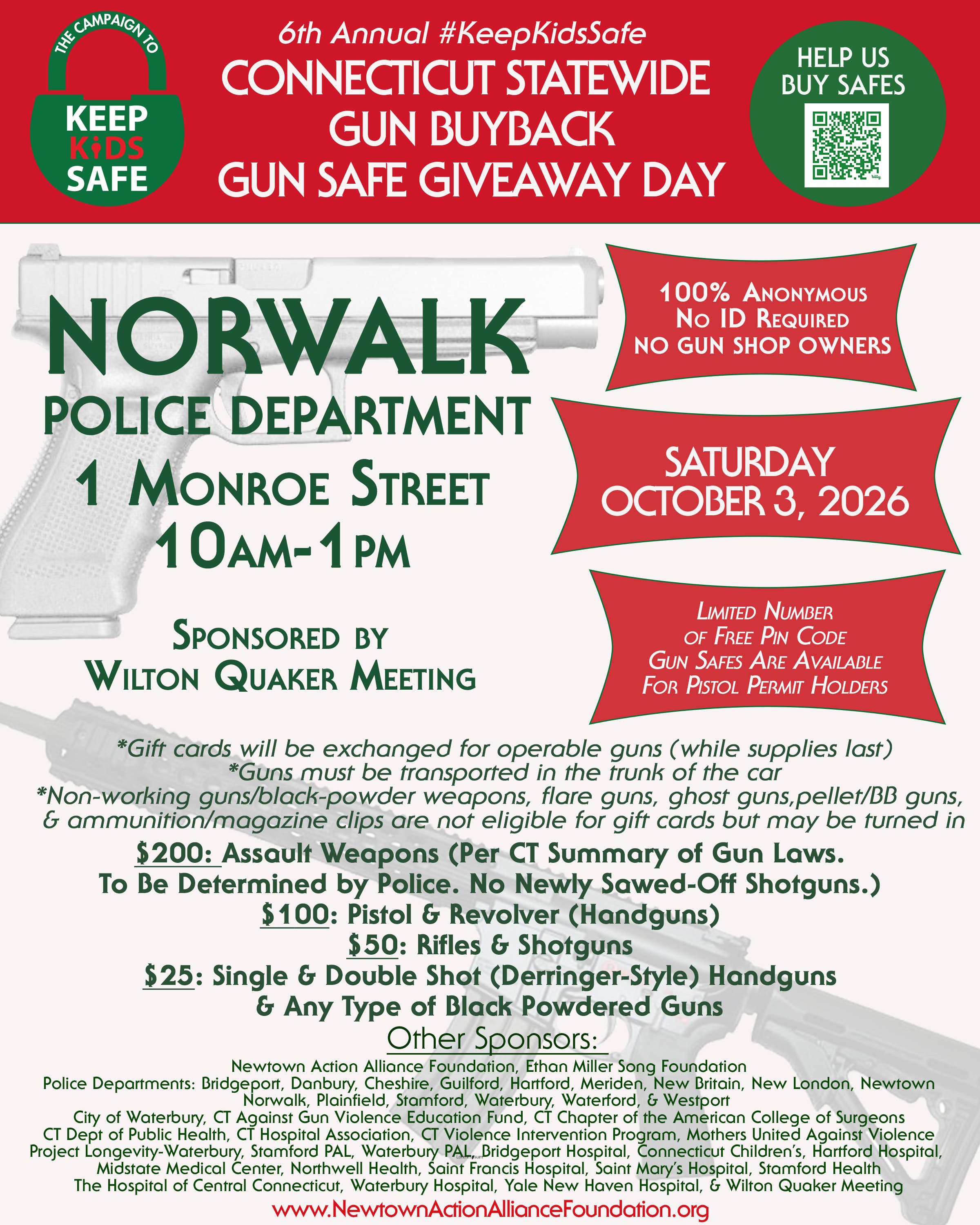 Connecticut Statewide Gun Buyback and Gun Safe Giveaway 
