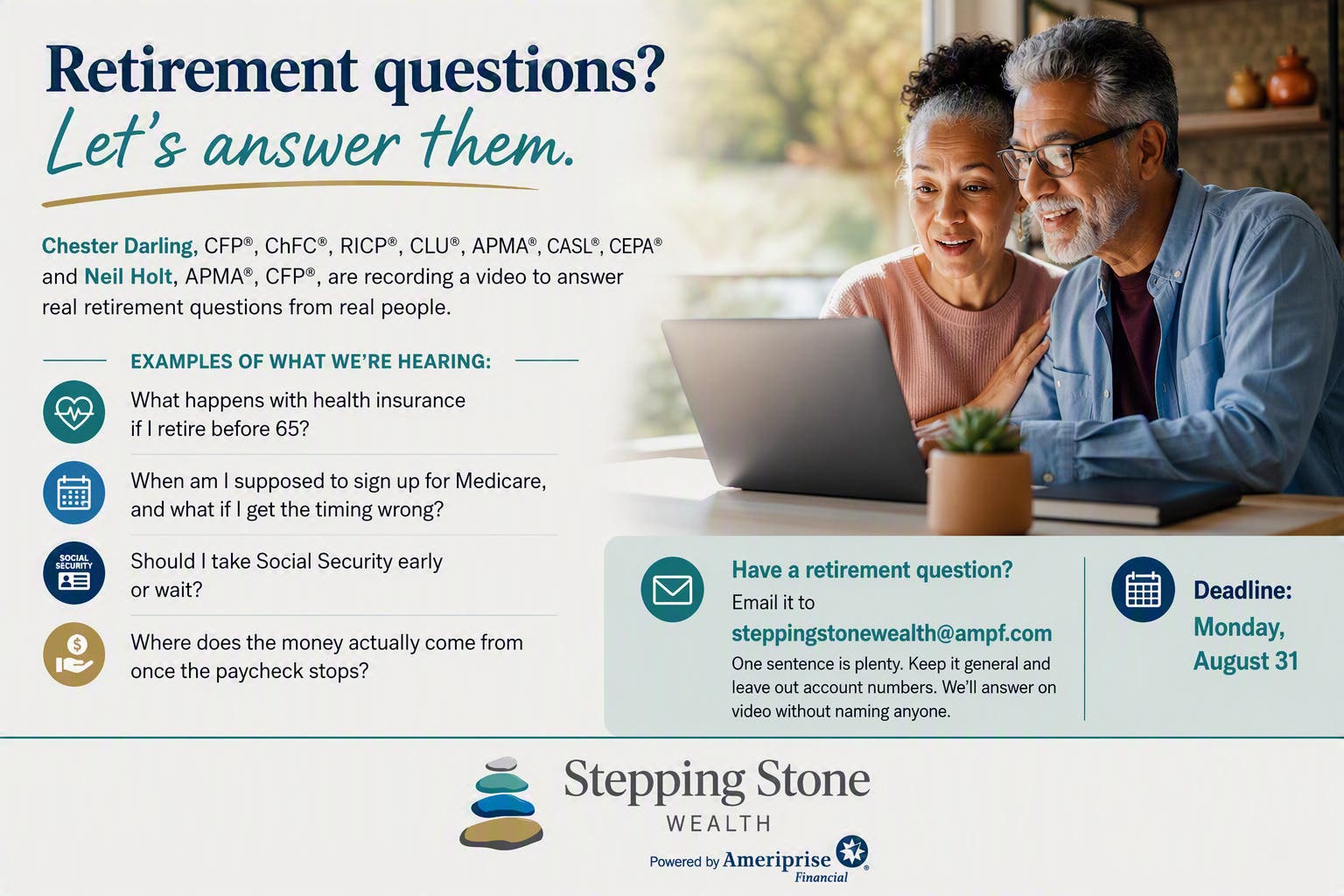 What's Your Biggest Retirement Question? Ask Stepping Stone Wealth