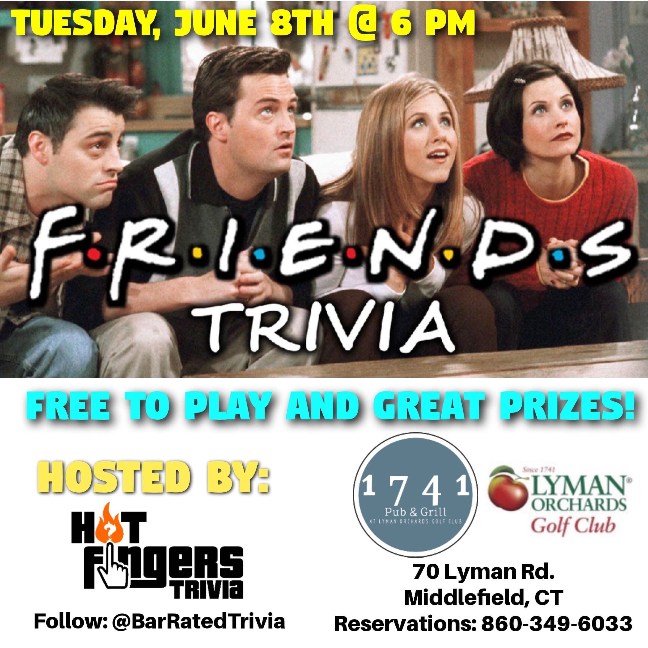 Jun 8 FRIENDS Hot Fingers Trivia Night 1741 Pub Grill 