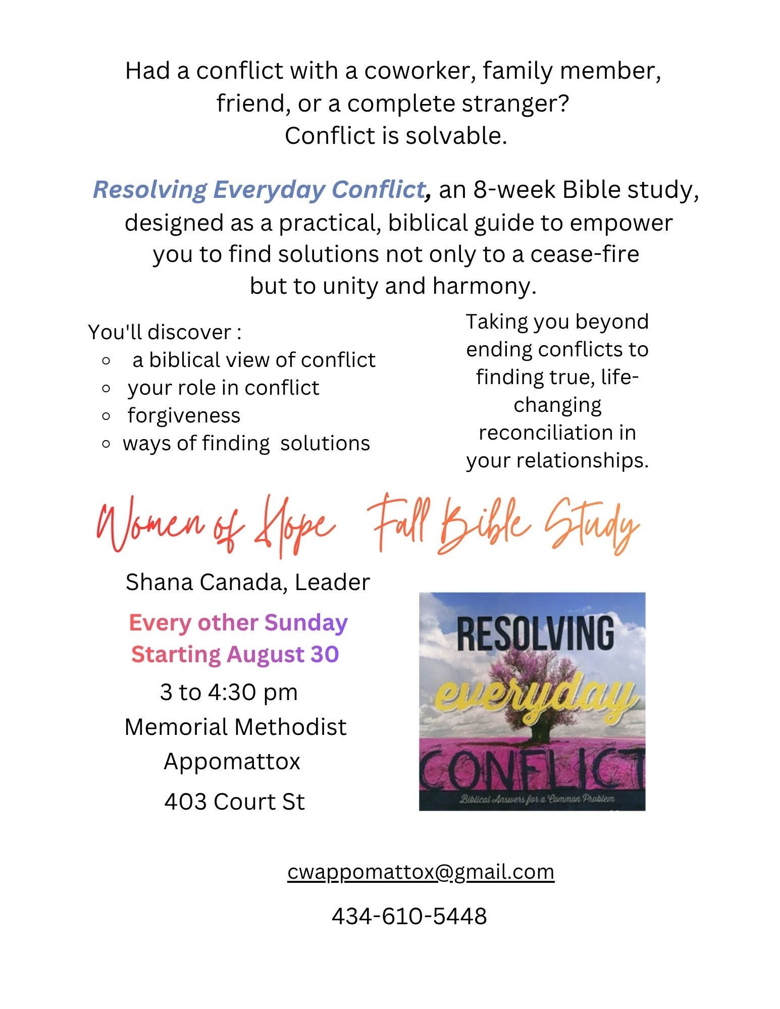 Women of Hope Fall Study - Resolving Conflict