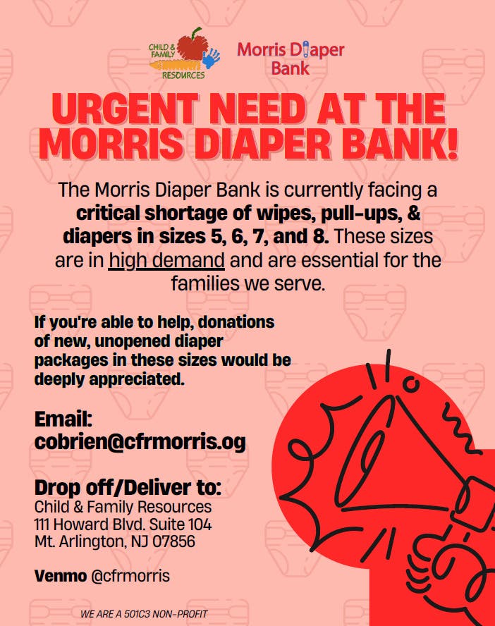 Child & Family Resources, Morris Diaper Bank - URGENT NEED FOR DIAPERS 