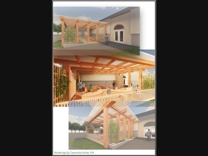 A rendering of what the proposed open-air classroom/meeting space will look like at Chester Elementary School ((Photo courtesy of Lol Fearon (Cassie Archer Centerbrook Architects).