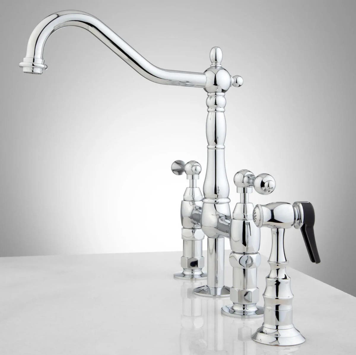 Polished Nickel High End Kitchen Faucet with Sprayer 250 Laguna