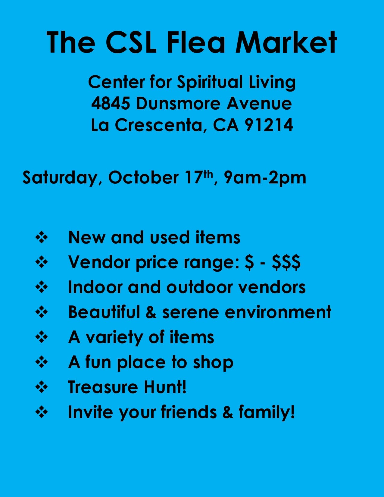 The Center for Spiritual Living Flea Market