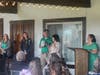 One of the retired teachers being acknowledged