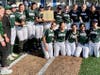 Montclair Kimberley Academy's softball team gathers around state prep B-Division Tournament trophy after defeating Gill St. Bernard's 5-3 in May 19 final at Diamond Nation.