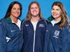 MKA softball coaches include, from left, veteran assistant Donna Bruno, volunteer Jenn DeSalvo and longtime head coach Jessica Sarfati