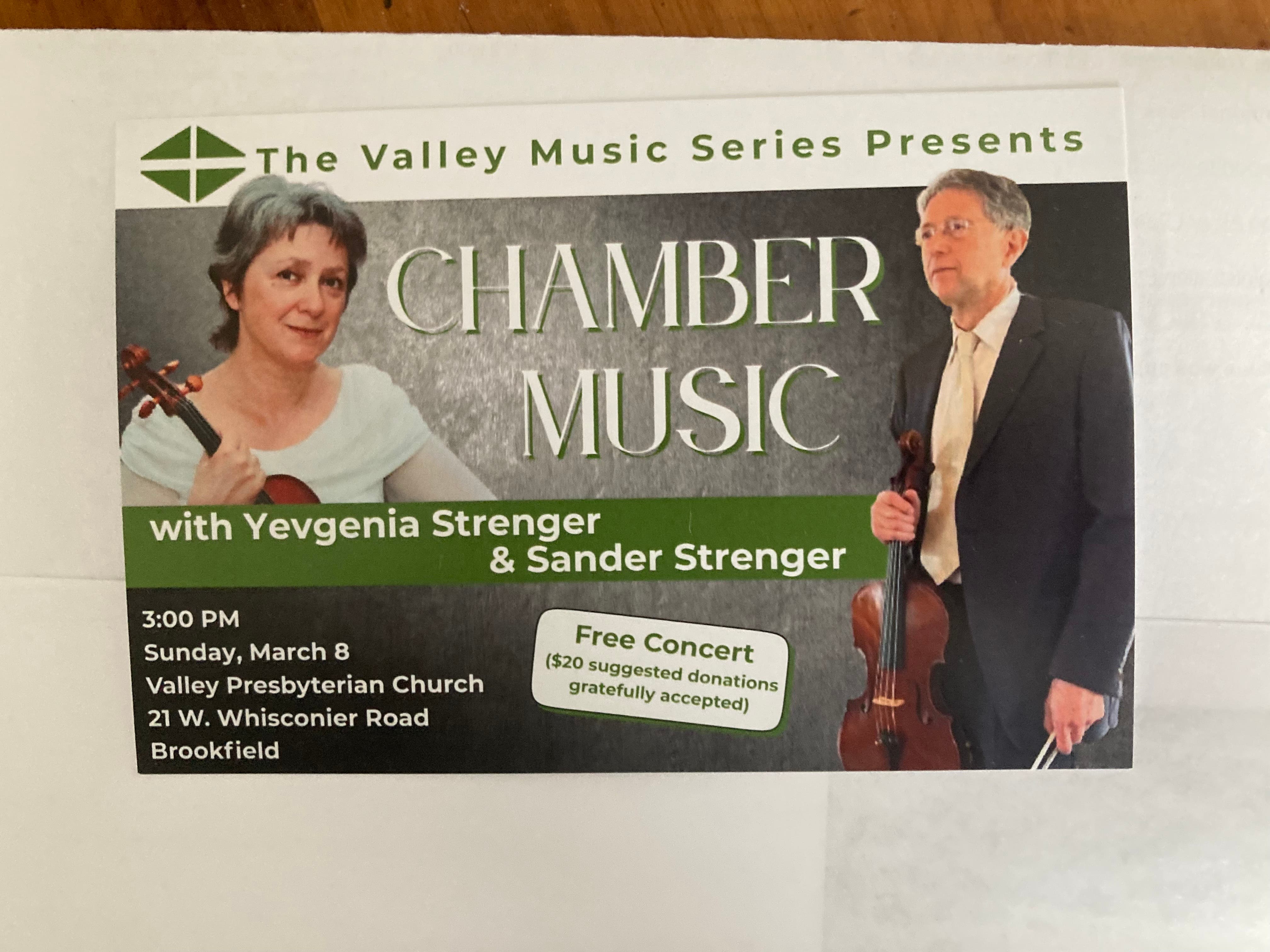 Valley Music Series presents Chamber Music with Yevgenia Strenger & Sander Strenger