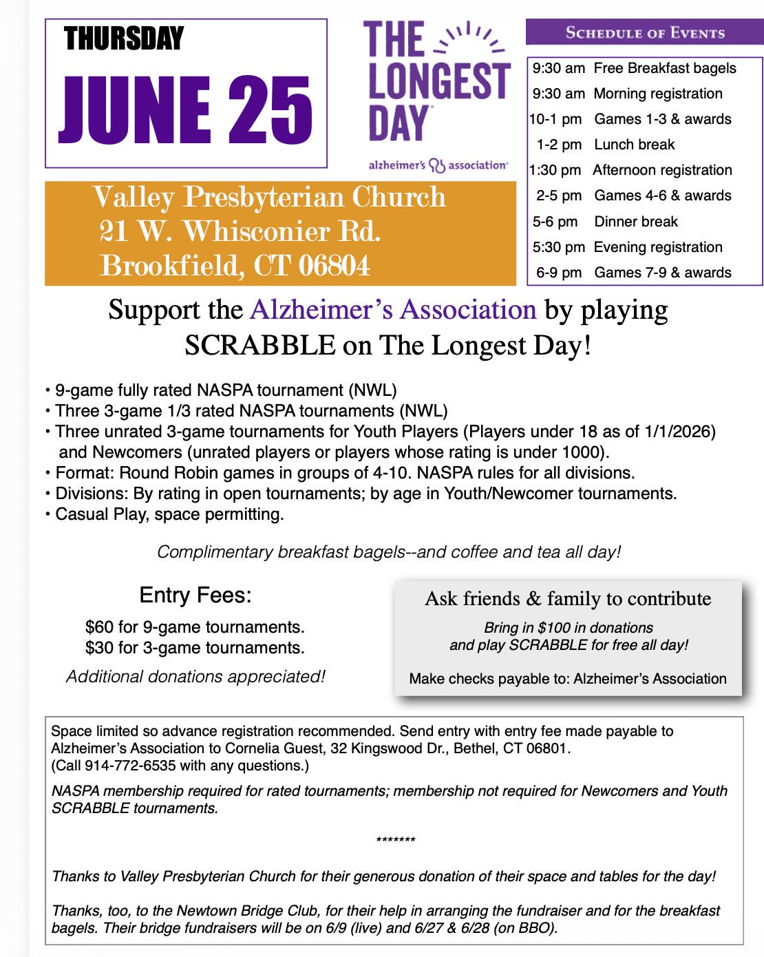 Longest Day Scrabble Fundraiser for Alzheimer's