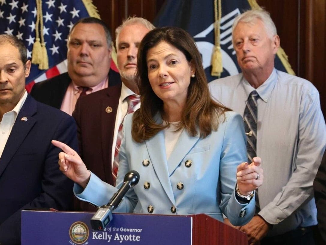 Gov. Kelly Ayotte announces the findings of a report on highway safety on October 8, 2025.